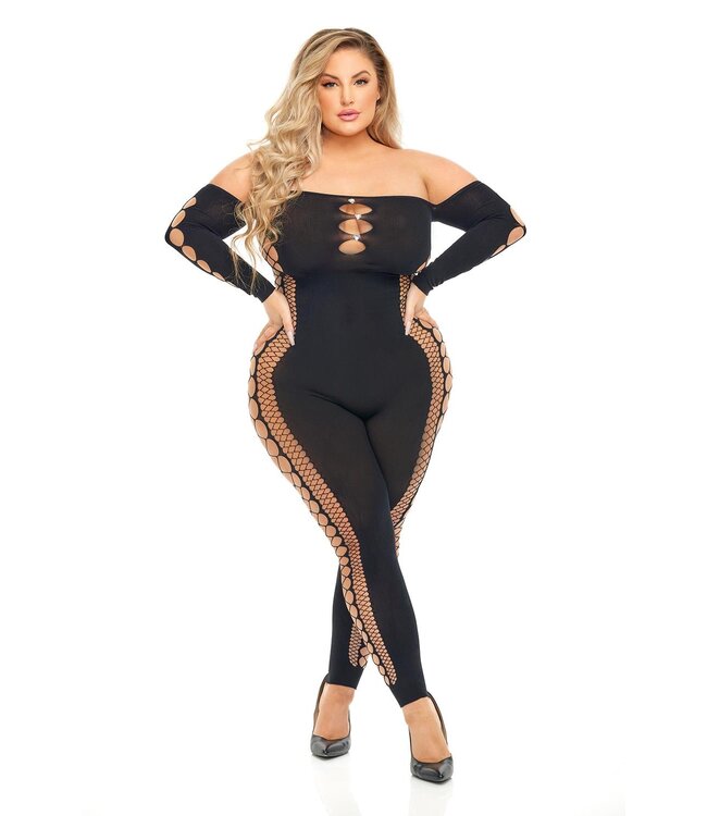 Pink Lipstick Lingerie DIAMOND DRIPPIN BODYSTOCKING BLACK, QS