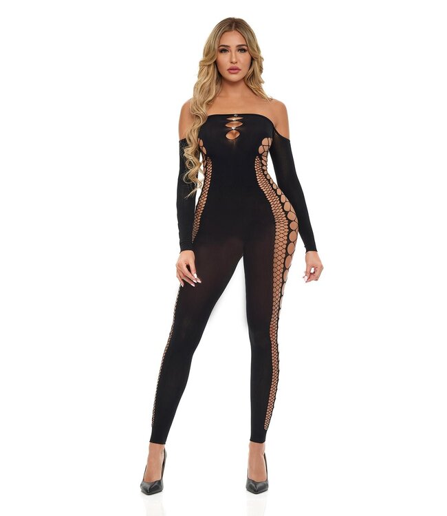 Pink Lipstick Lingerie DIAMOND DRIPPIN BODYSTOCKING BLACK, OS