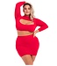 Pink Lipstick Lingerie STOP & STARE 2PC SKIRT SET RED, 3XL/4XL
