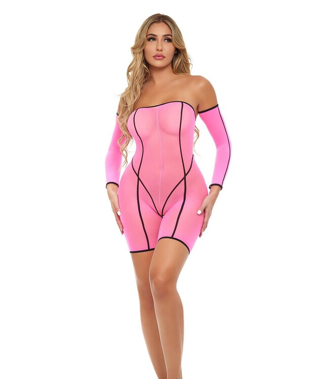 Pink Lipstick Lingerie DOUBLE VISION BODYSUIT SET PINK, OS