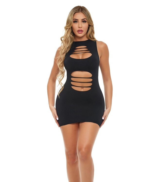 Pink Lipstick Lingerie CAN'T COMMIT DRESS BLACK, OS