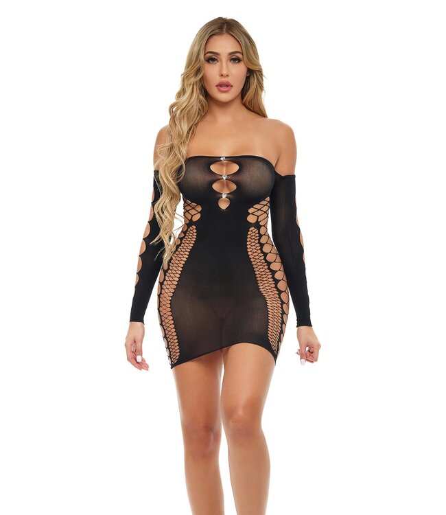 Pink Lipstick Lingerie DIAMOND DRIPPIN DRESS BLACK, OS