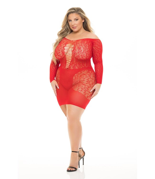 Pink Lipstick Lingerie ANIMAL INSIDE DRESS RED, PLUS SIZE