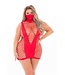 Pink Lipstick Lingerie MASQUERADE DRESS WITH MASK RED, PLUS SIZE