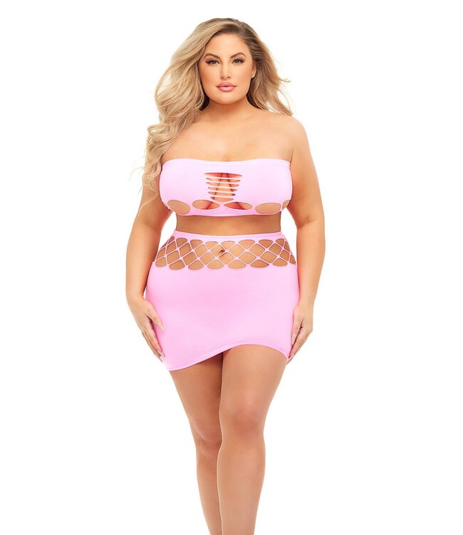 Pink Lipstick Lingerie NET WORTH 2 PCS BANDEAU SET PINK, QS