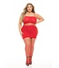 Pink Lipstick Lingerie SET THE TONE 3PC FISHNET SET RED, PLUS SIZE