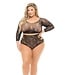 Pink Lipstick Lingerie BACK ME UP 2PC SHORT SET BLACK, PLUS SIZE