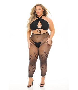 Pink Lipstick Lingerie GIVES YOU HELL 3PC SET BLACK, PLUS SIZE