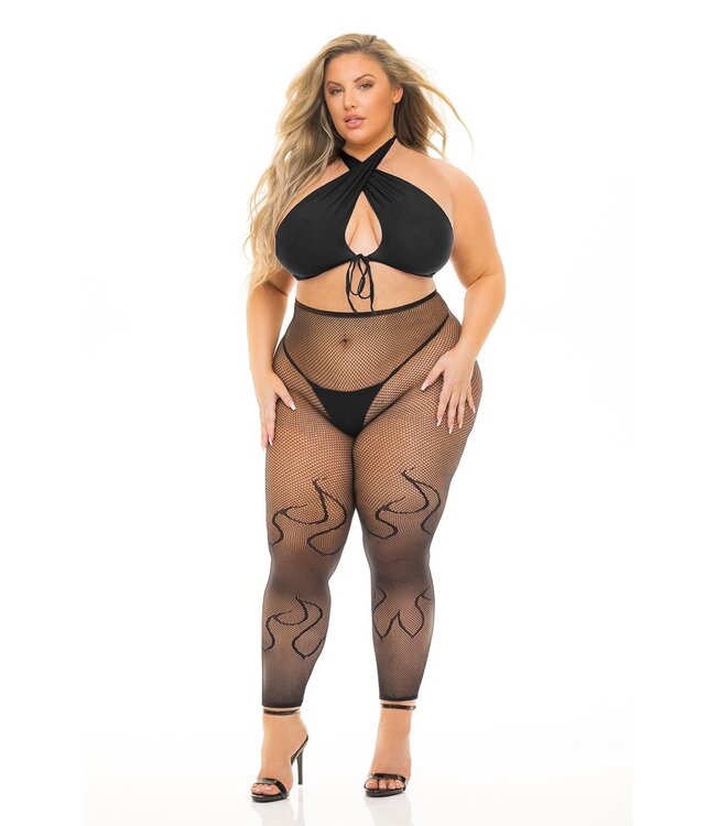 Pink Lipstick Lingerie GIVES YOU HELL 3PC SET BLACK, PLUS SIZE