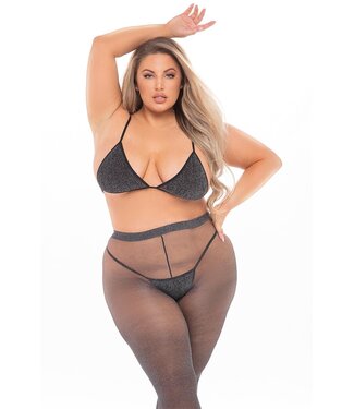 Pink Lipstick Lingerie TALL ORDER 3PC LEGGING SET BLACK, PLUS SIZE