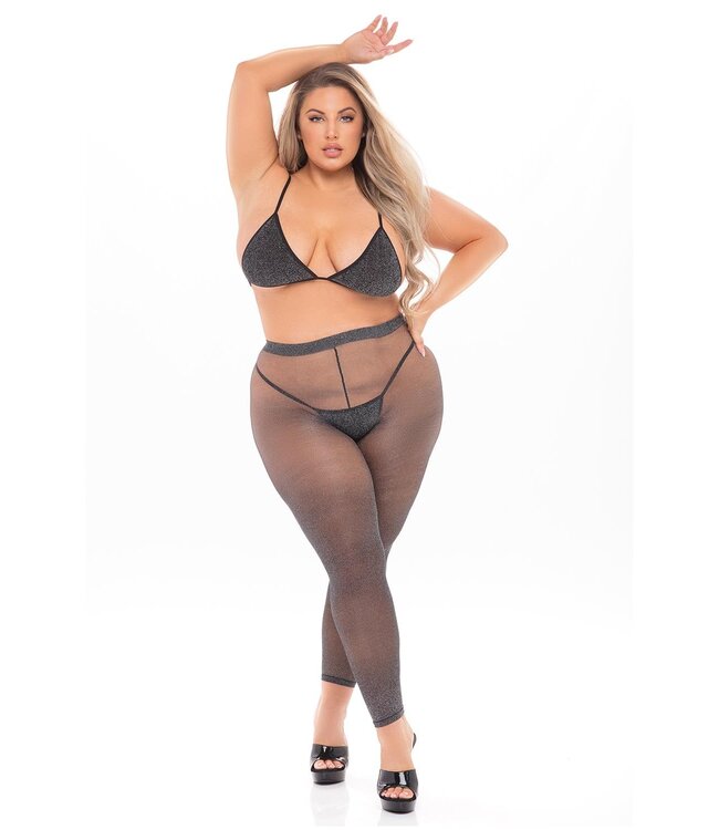 Pink Lipstick Lingerie TALL ORDER 3PC LEGGING SET BLACK, PLUS SIZE