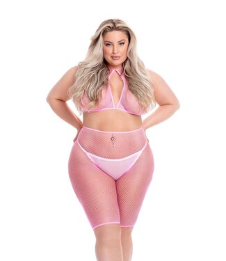 Pink Lipstick Lingerie SUNSET GLOW BIKE SHORT SET PINK, PLUS SIZE