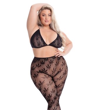 Pink Lipstick Lingerie ALL ABOUT LEAF BRA SET BLACK, PLUS SIZE