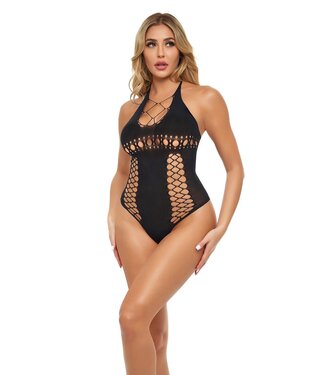 Pink Lipstick Lingerie HOT TOO HANDLE BODYSUIT BLACK, OS