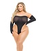 Pink Lipstick Lingerie HIGH AF 2PC GLOVES & TEDDY SET BLACK, PLUS SIZE
