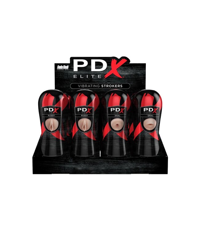 Pipedream PDX ELITE PIPEDREAM EXTREME ELITE VIBRATING STROKER DISPLAY - 12 PCS LIGHT