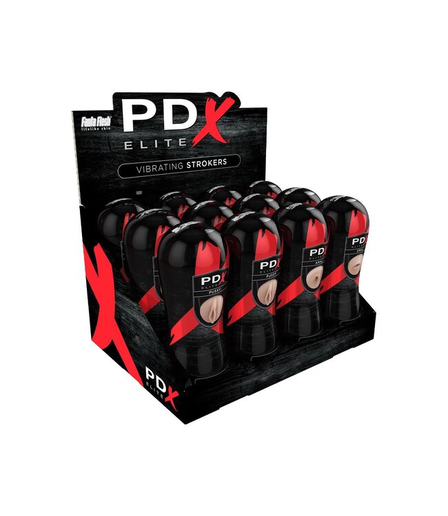 Pipedream PDX ELITE PIPEDREAM EXTREME ELITE VIBRATING STROKER DISPLAY - 12 PCS LIGHT