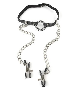Pipedream FETISH FANTASY SERIES O-RING GAG NIPPLE CLAMPS BLACK