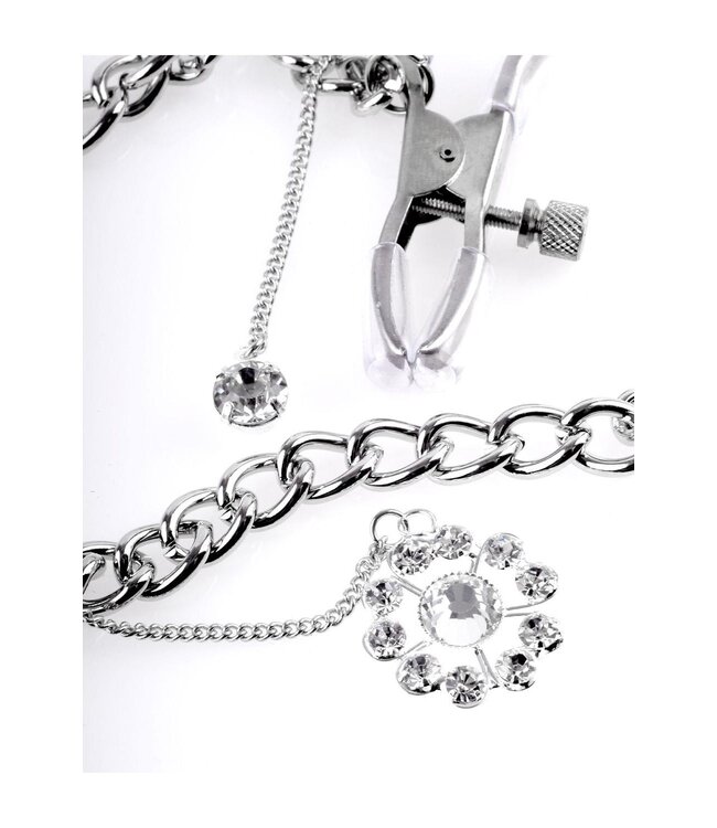 Pipedream FETISH FANTASY SERIES CRYSTAL NIPPLE CLAMPS SILVER