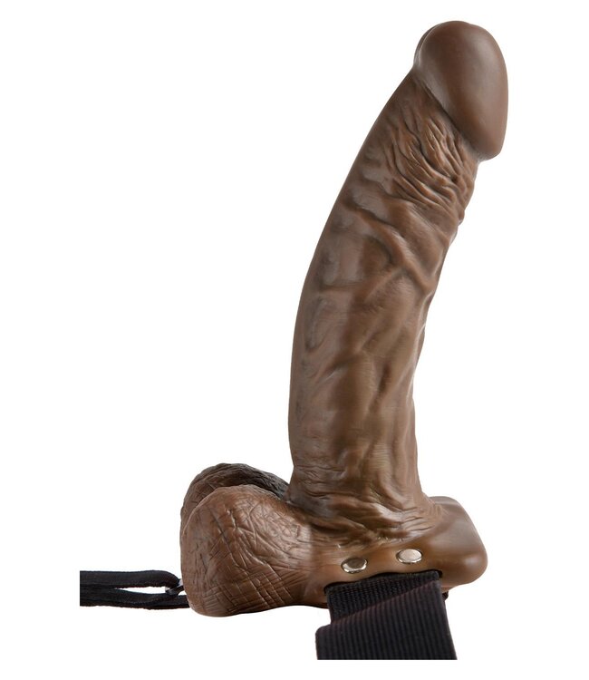 Pipedream FETISH FANTASY SERIES 7 INCH HOLLOW STRAP-ON WITH BALL BROWN