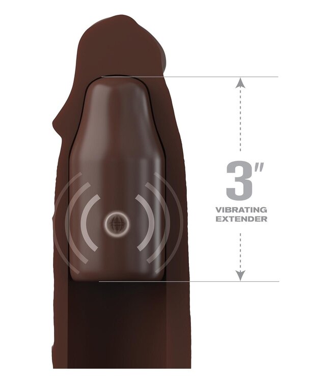 Pipedream FANTASY X-TENSIONS ELITE 9 INCH SLEEVE VIBRATING 3 INCH PLUG WITH REMOTE BROWN