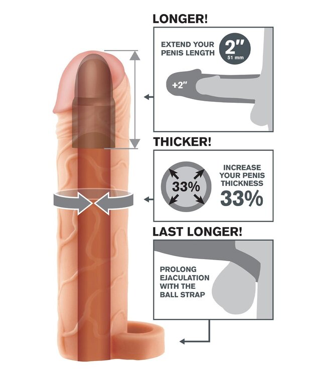 Pipedream FANTASY X-TENSIONS PERFECT 2 INCH EXTENSION WITH BALL STRAP LIGHT