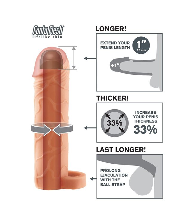 Pipedream FANTASY X-TENSIONS PERFECT 1 INCH EXTENSION WITH BALL STRAP LIGHT