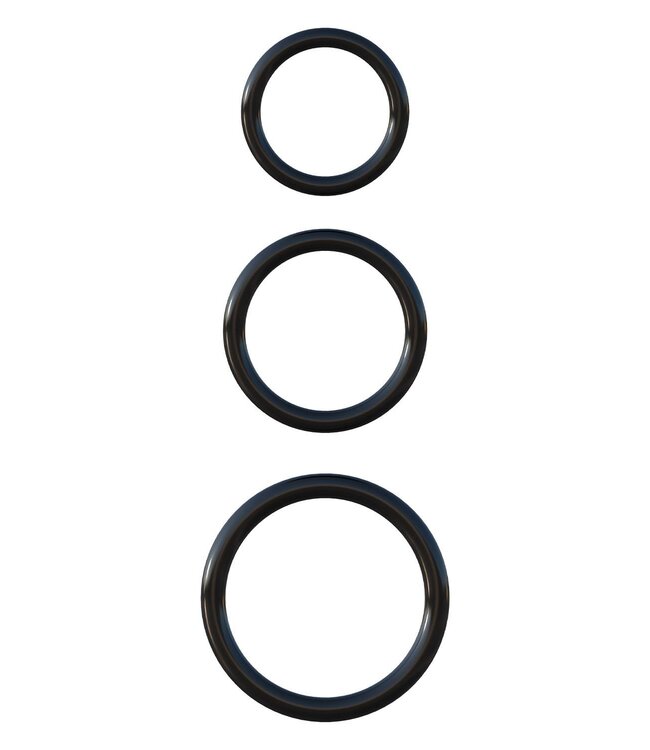 Pipedream FANTASY C-RINGZ SILICONE 3-RING STAMINA SET BLACK