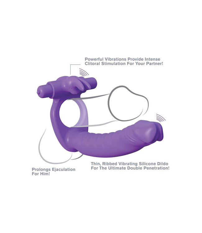 Pipedream FANTASY C-RINGZ SILICONE DOUBLE PENETRATOR RABBIT PURPLE
