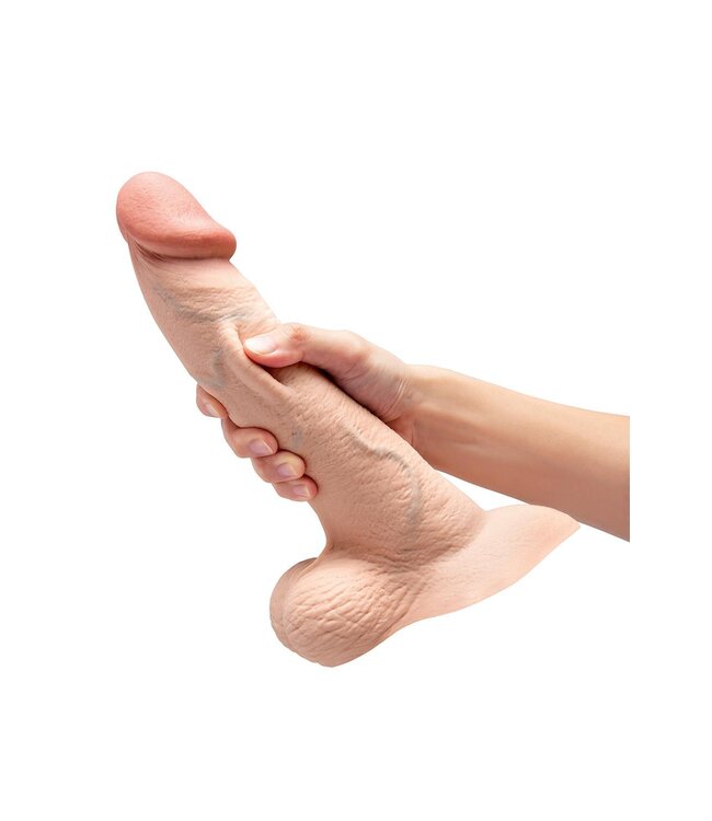b-Vibe B-VIBE SLIPSKIN REALISTIC SILICONE DILDO 10 INCH CURVED CREAM