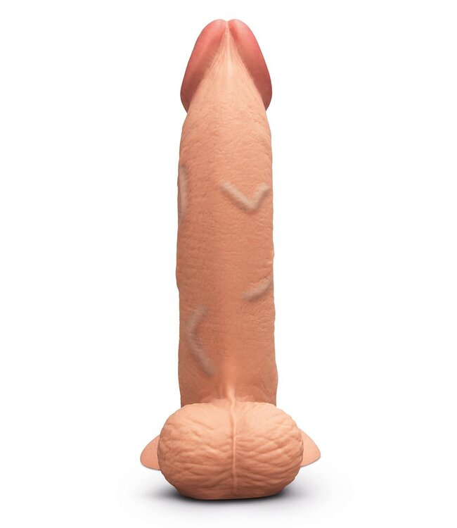 b-Vibe B-VIBE SLIPSKIN REALISTIC SILICONE DILDO 9 INCH CURVED MOCHA