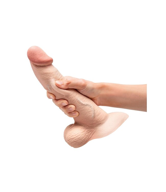 b-Vibe B-VIBE SLIPSKIN REALISTIC SILICONE DILDO 9 INCH CURVED CREAM