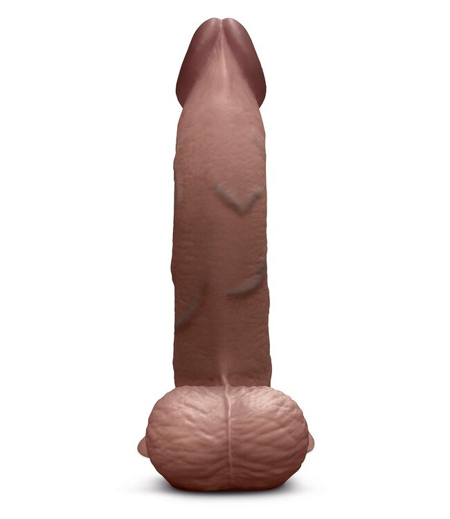 b-Vibe B-VIBE SLIPSKIN REALISTIC SILICONE DILDO 8 INCH CURVED BROWN