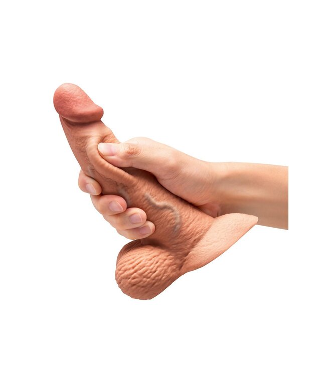 b-Vibe B-VIBE SLIPSKIN REALISTIC SILICONE DILDO 6.5 INCH CURVED MOCHA