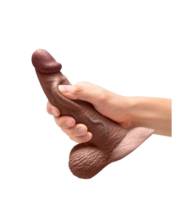 b-Vibe B-VIBE SLIPSKIN REALISTIC SILICONE DILDO 6.5 INCH CURVED BROWN