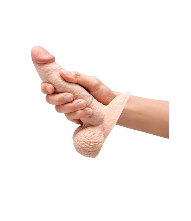 b-Vibe B-VIBE SLIPSKIN REALISTIC SILICONE DILDO 6 INCH GIRTHY CREAM