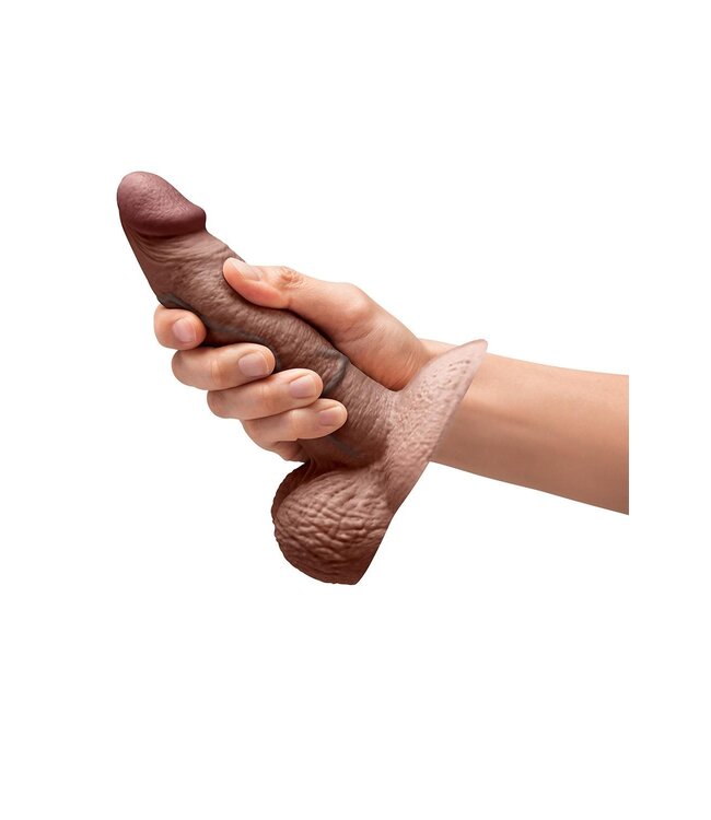 b-Vibe B-VIBE SLIPSKIN REALISTIC SILICONE DILDO 6 INCH GIRTHY BROWN