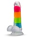 Blush NEO ELITE GLOW IN THE DARK RAINBOW RAVE 6.5 INCH SILICONE DUAL DENSITY DILDO MULTICOLORED
