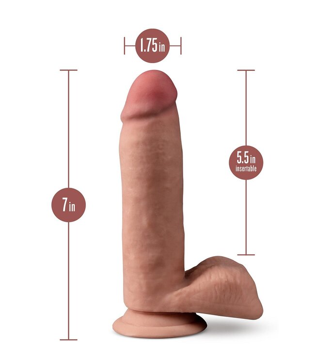 Blush DR. SKIN PLUS  7 INCH POSABLE DILDO WITH BALLS  MOCHA