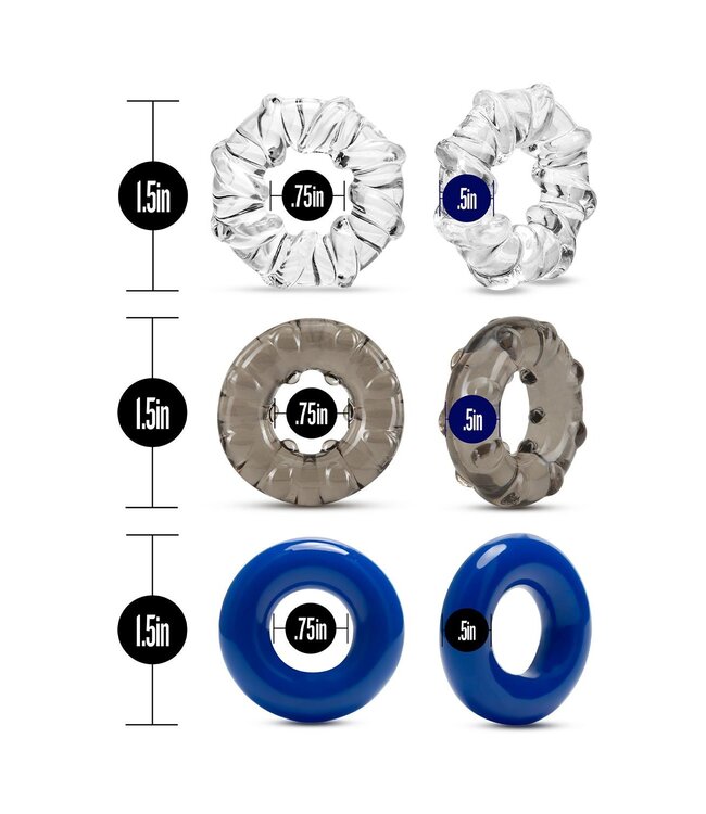 Blush STAY HARD TRIPLE STRETCH 3PACK COCKRINGS