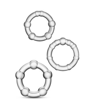 Blush STAY HARD BEADED COCKRINGS CLEAR