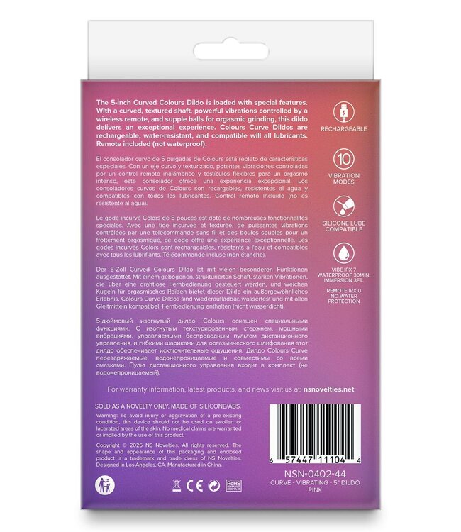 NS Novelties COLOURS CURVE VIBRATING 5 INCH DILDO PINK