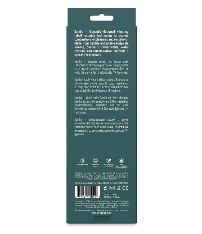 NS Novelties LUST-N-DREAMS SAMBA CORAL