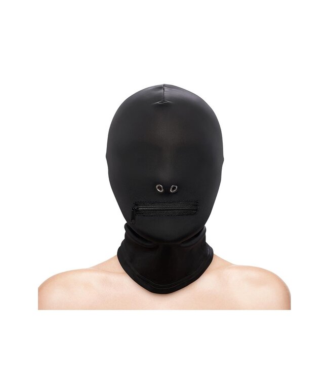NS Novelties FETISH & FASHION ZIPPERED MOUTH HOOD BLACK