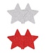 NS Novelties PRETTY PASTIES GLITTER STARS RED SILVER 2 PAIR