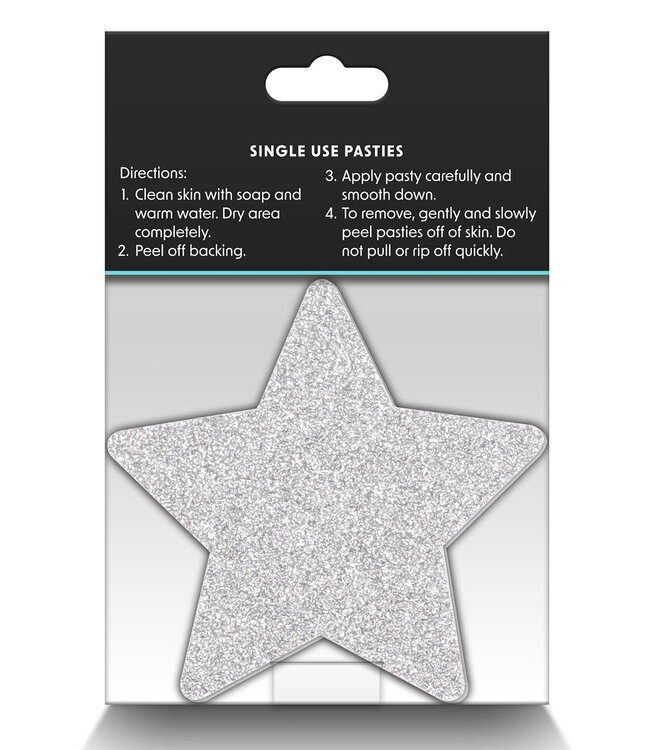 NS Novelties PRETTY PASTIES GLITTER STARS RED SILVER 2 PAIR