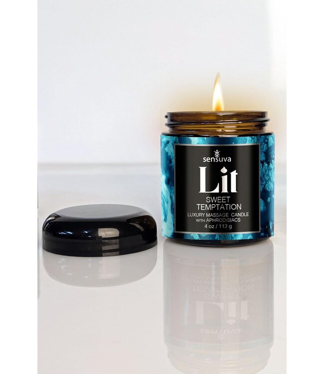 Sensuva SENSUVA LIT SWEET TEMPTATION LUXURY MASSAGE CANDLE VANILLA, SUGAR AND SWEET PEA