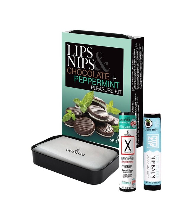 Sensuva SENSUVA LIPS AND NIPS PLEASURE KIT CHOCOLATE NIP ZIP AND CHOCOLATE PEPPERMINT LTD EDITION XBALM