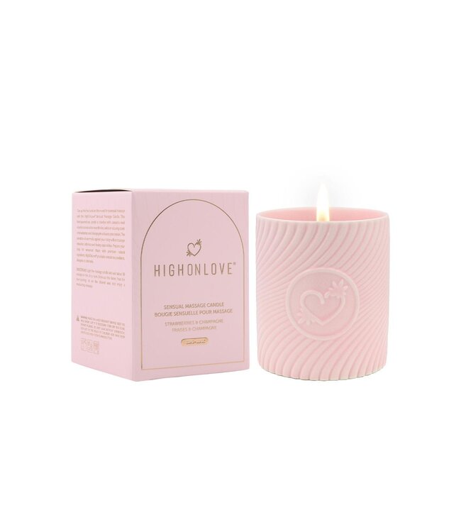 HighOnLove HIGH ON LOVE PINK MASSAGE CANDLE STRAWBERRIES AND CHAMPAGNE 220ML