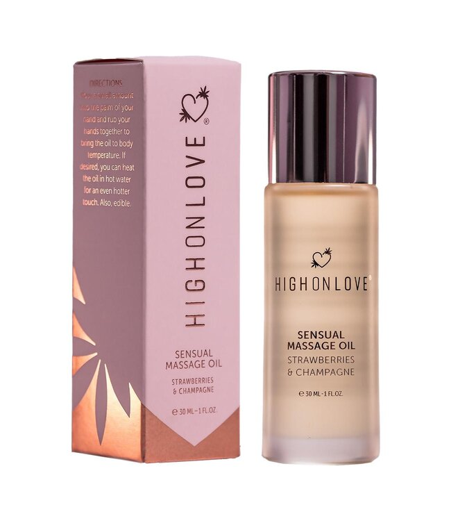 HighOnLove HIGH ON LOVE MASSAGE OIL STRAWBERRIES AND CHAMPAGNE MINI 30 ML